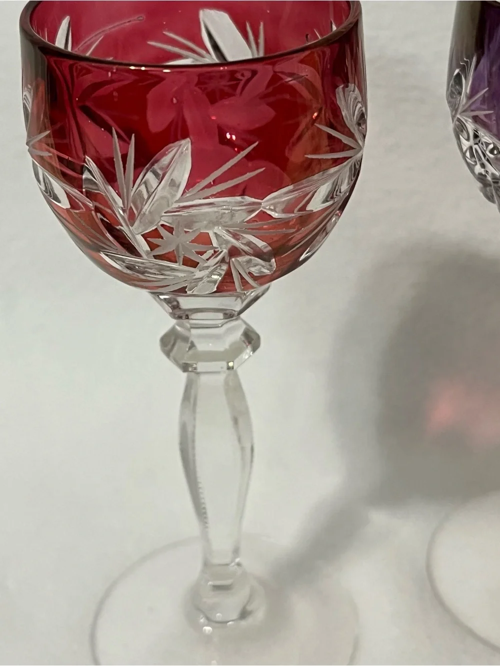 Bohemian Cut to Clear Vintage Crystal Cordial Glasses